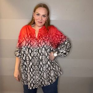 Bold Fuchsia/Black and white Snakeskin oversized 2X Calvin Klein tunic blouse!